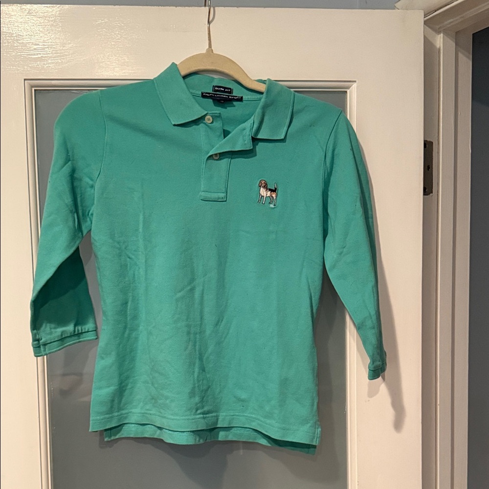Ralph Lauren Teal Polo with Dog Embroidery